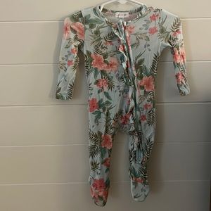 0-3 mon. Angel Dear floral bamboo footed sleeper